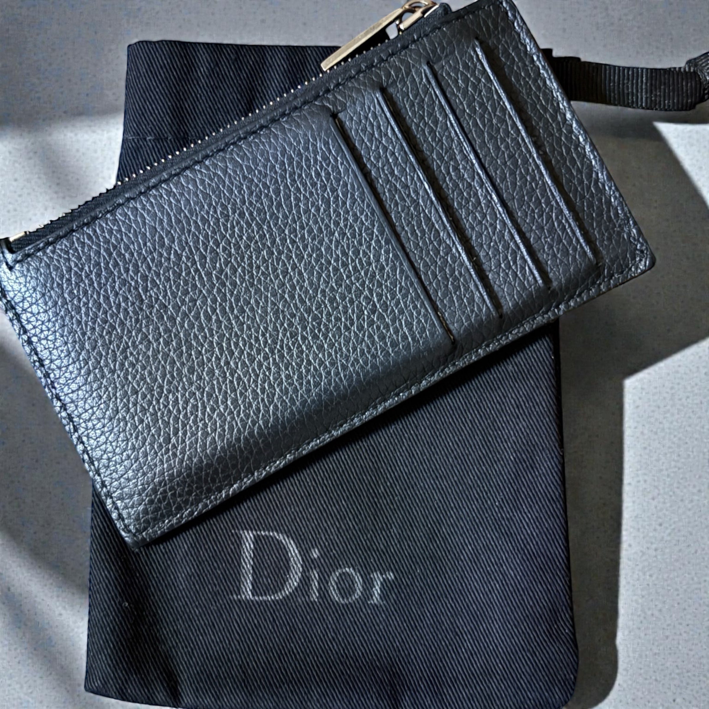 Dior x Kenny Scharf Tarjetero Jacquard Oblicuo Beige/Negro