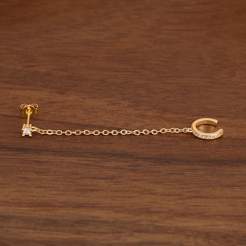 Arete Clip con Cadena y Tassel – Moda para Mujer, Un Solo Piercing