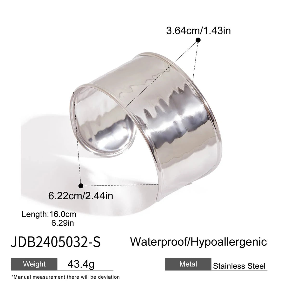 Brazalete Minimalista Apilable – Acero Inoxidable Chapado en Oro 18K, Diseño Martillado para Mujer